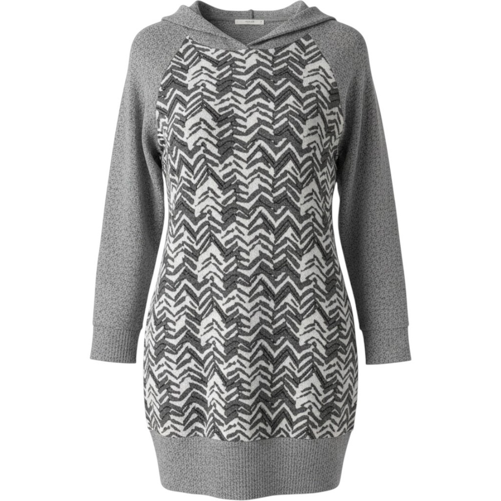 Le Lis Womens Gray Chevron Textured Longline Hoodie Sweatshirt Small HD2383-7